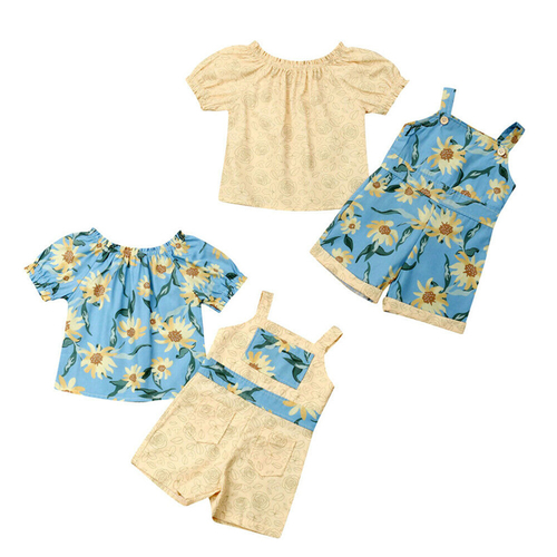 Fashion Kids Baby Girl Clothes Sets Sunflower