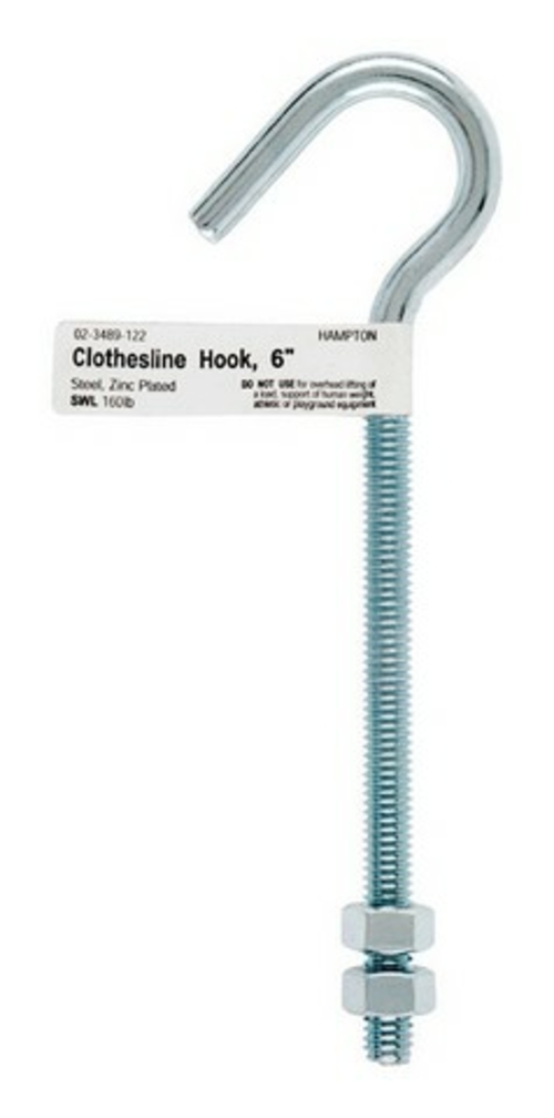 Hampton 02-3489-122 0.31 x 6 in. Rope Binding Hook - pack of 10