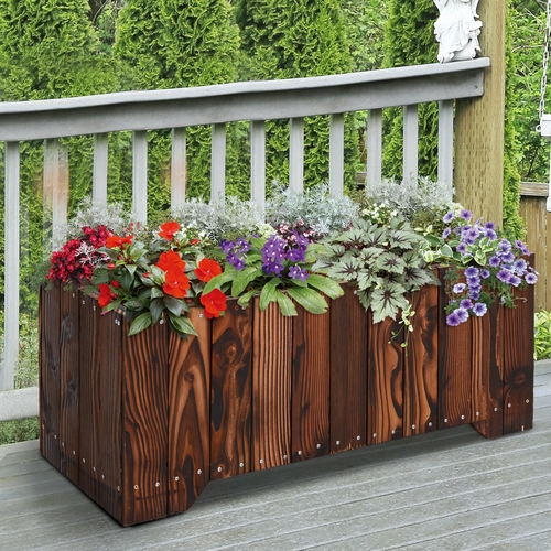 Outsunny 37.5"x15"x15.75" Wooden Raised Rectangular Garden Bed Planter