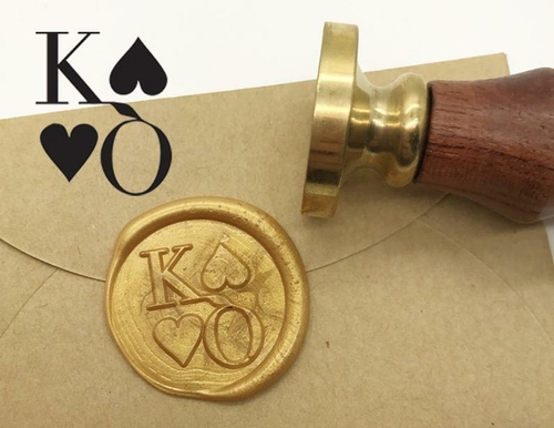 Heart Initials Wax Seal Stamp Personalized Monogram Custom