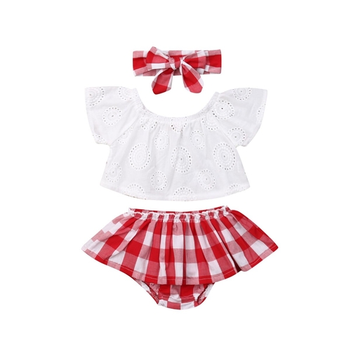 0 24M Baby Plaids Clothes Set Newborn Babies Girl