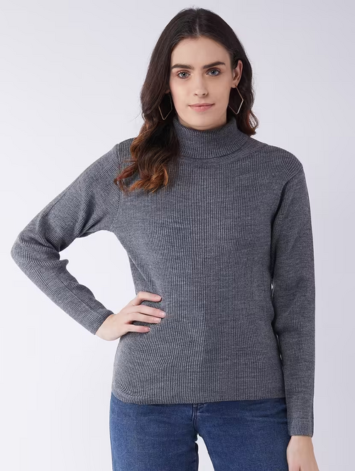 Women's Woollen High Neck Full Sleeves Pullover Sweaters for Winters  