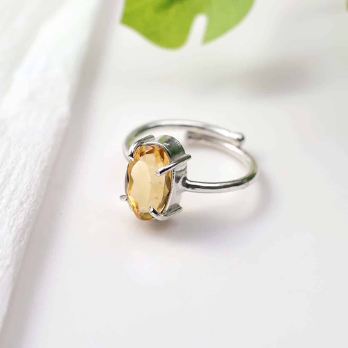 Citrine Diamond Cut Ring