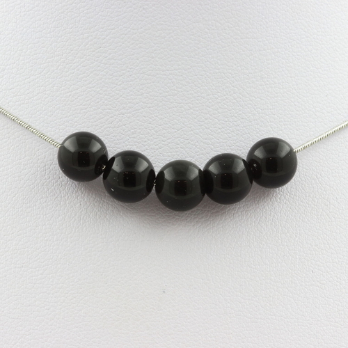 Black obsidian 8 mm 5 beads necklace
