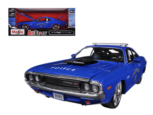 1970 Dodge Challenger R/T Coupe Police Blue \All Stars\" 1/24 Diecast