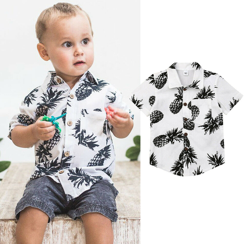1 6Y Kids Boys Pineapple Shirts Cotton Button up