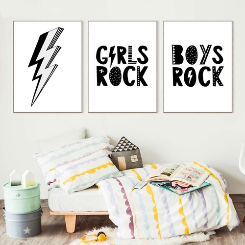 Boy & Girl Rock Modern Quotes Posters Prints Black