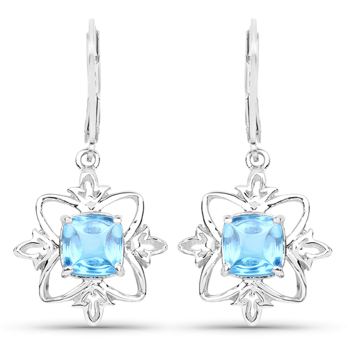 5.30 Carat Genuine Swiss Blue Topaz .925 Sterling Silver Earrings