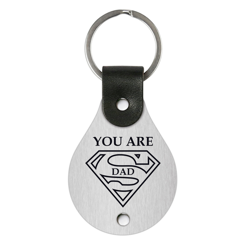 Leather keychain with stainless steel plate – You are super DAD
