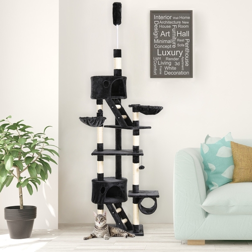 PawHut 94"-102" Huge Cat Tree Ceiling High Cat Condo Scratching Post