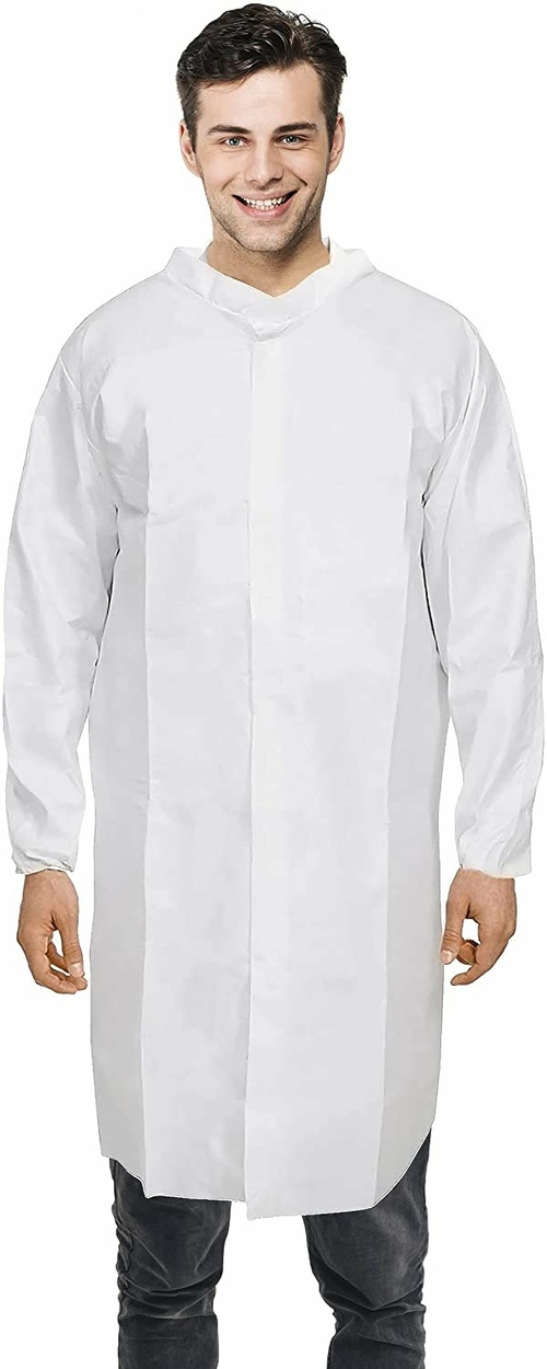 White Disposable Lab Coats. Pack of 60 Unisex Lab Coats XX-Large.