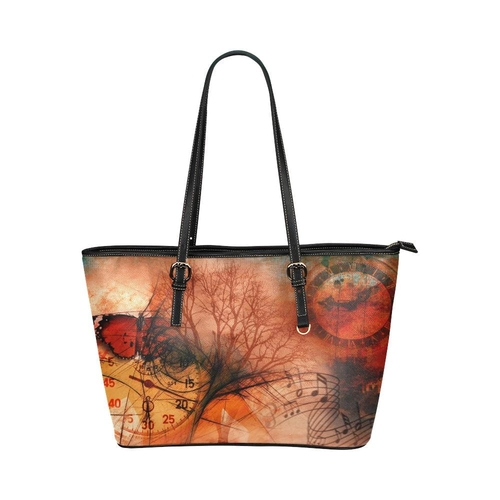 Large Leather Tote Shoulder Bag - Tote Bagsred Autumn Motif Tree of