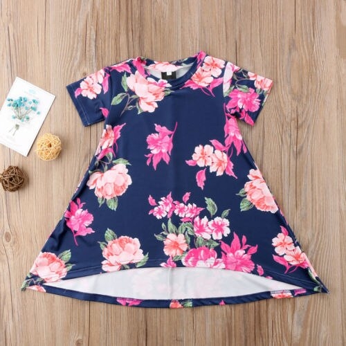 Kids Baby Girl Princess Flower Short Sleeve Dress