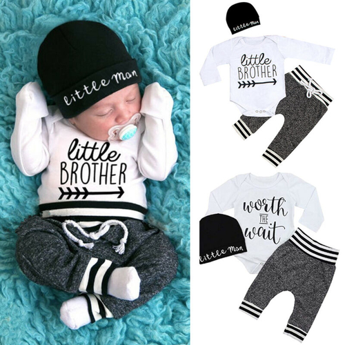 Newborn Infant Baby Boy Clothes Sets 3pcs Little