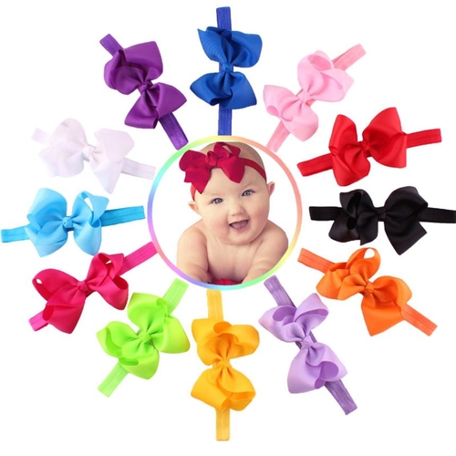 12 Pc Baby Girls Elastic Bowknot Flower Hairband