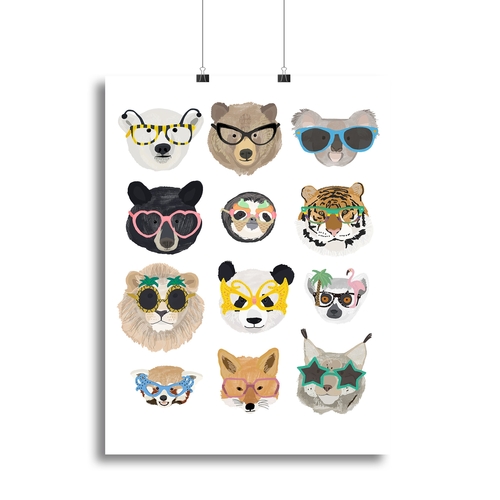 Big Cats in glasses print Canvas Print or Poster