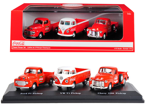 \Classic Pickups\" Gift Set of 3 Pickup Trucks \"Coca Cola\" 1/72