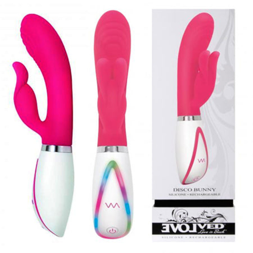 Evolved Disco Bunny Light-Up Rechargeable Silicone Rabbit Vibrator