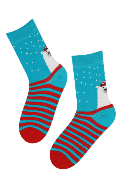 WHITE BEAR blue cotton socks with a polar bear 