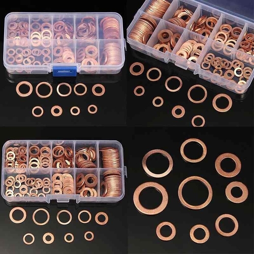 200pcs Copper Washer Gasket Nut and Bolt Set Flat
