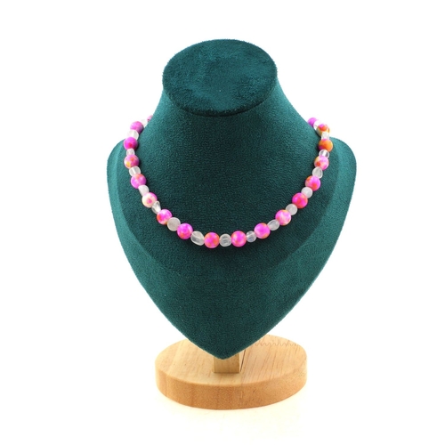 Moonstone + Yellow pink Jasper 8 mm beads necklace.