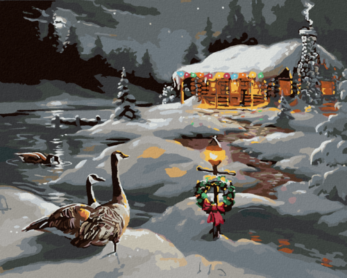 Zuty - Paint by Numbers - CHRISTMAS CABIN (D. RUSTY RUST), 40x50 cm