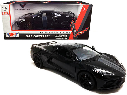 2020 Chevrolet Corvette C8 Stingray Black with Gray Stripes 1/24