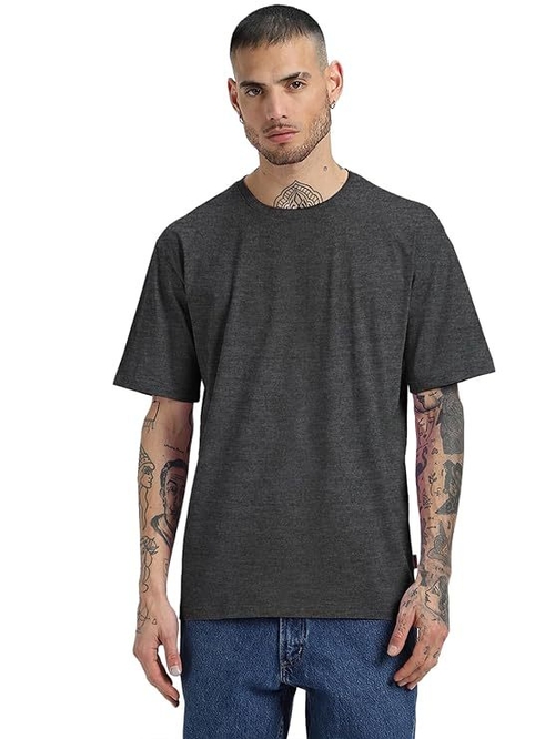 Oversized Baggy Fit Drop Shoulder Half Sleeves Round Neck Solid Pure