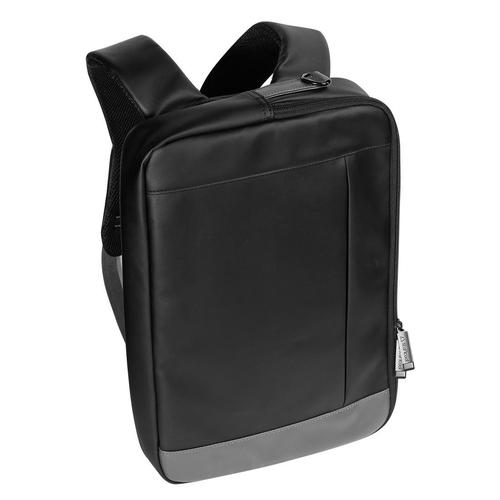 Slim Laptop Leather Backpack BLACK