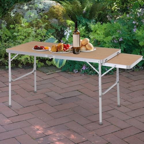 Outsunny Outsunny Picnic Table with Slide Shelf Portable & Foldable 2