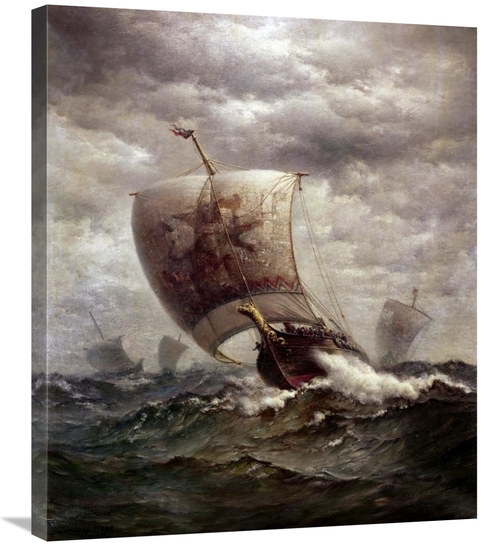 Global Gallery GCS-280601-30-142 30 in. Viking Ships at Sea Art Print 