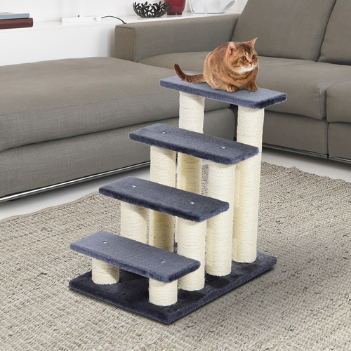 PawHut 4 Tier Pet Stairs Dog Cat 4 Steps Kitty Scatching Post Cat