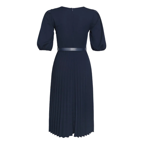 Africa Elegant Pleated Dresses For Women Round Collar Puff Sleeve