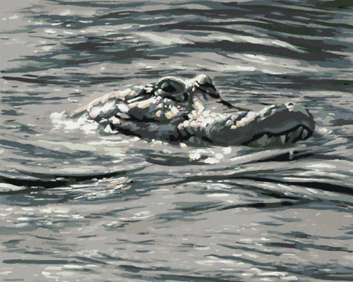 Zuty - Paint by Numbers - ALLIGATOR HEAD IN WATER (D. RUSTY RUST),