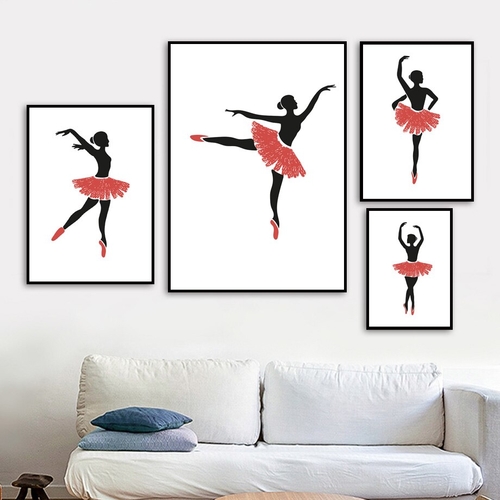 Cartoon Ballet Dancer Girl Wall Art