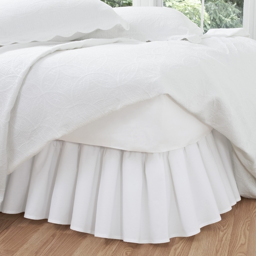 Fresh Ideas FRE30114WHIT04 Bed Skirt Ruffled Poplin  White - King