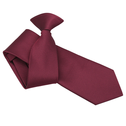 Solid Check Clip On Slim Tie - Burgundy
