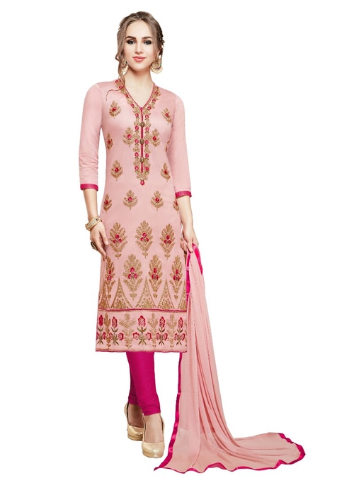 Generic Women's Cotton Salwar Material (Pink,