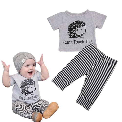 Babies Letters T shirt Top+Striped Pants Clothing