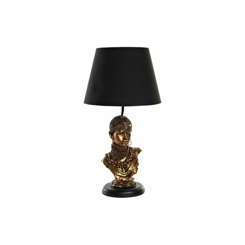 Desk lamp DKD Home Decor Black Golden Polyester Resin African Woman