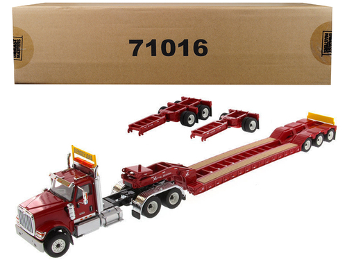 International HX520 Tandem Tractor Red with XL 120 Lowboy Trailer 1/50