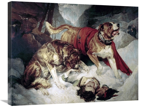 30 in. Alpine Mastiffs Reanimating a Distressed Traveller Art Print - 