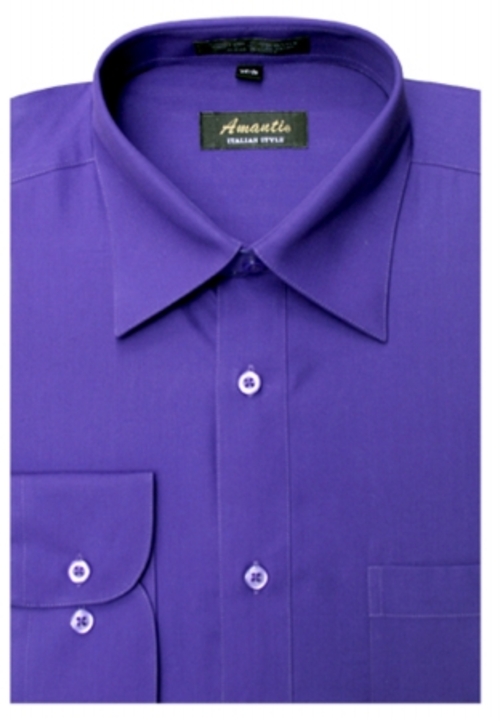 Amanti CL1005-20x34-35 Amanti Mens Wrinkle Free Solid Purple Dress Shi