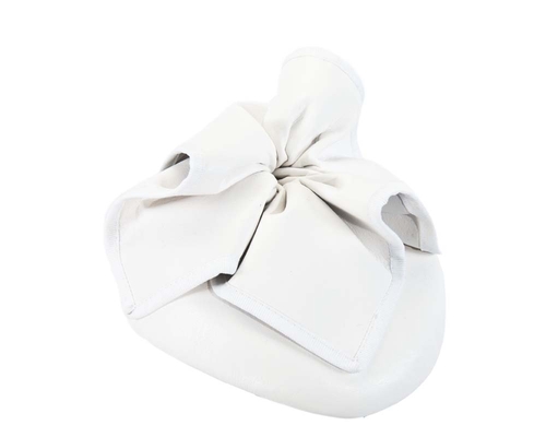 White leather racing pillbox fascinator