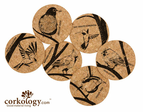 Songbirds Cork Coaster Sets