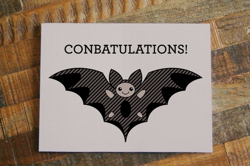 Bat Greeting Card "ConBATulations!"