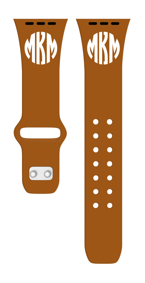 Custom Monogram HD Burnt Orange Watch Band Compatible with Apple Watch