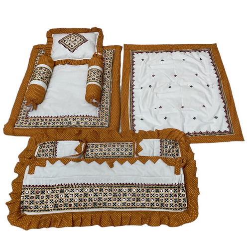 6 Items Kachhi Embroidery Work Bedding Set