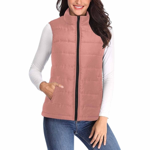 Womens Puffer Vest Jacket / Tiger Lily Pink
