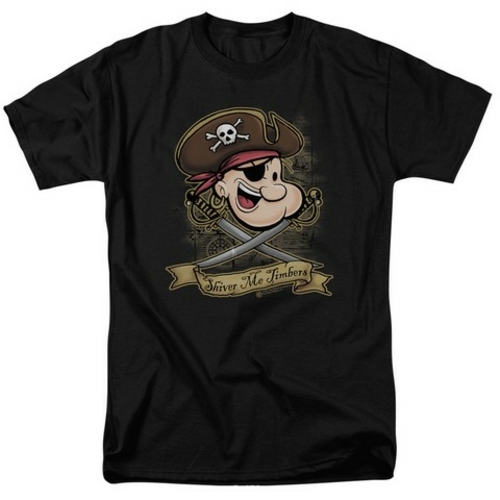 Trevco Popeye-Shiver Me Timbers Short Sleeve Adult 18-1 Tee, Black